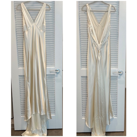 Reformation Margot Wedding Dress Gown Silk Satin Ivory Mermaid Train With Tags 8 - Picture 2 of 16